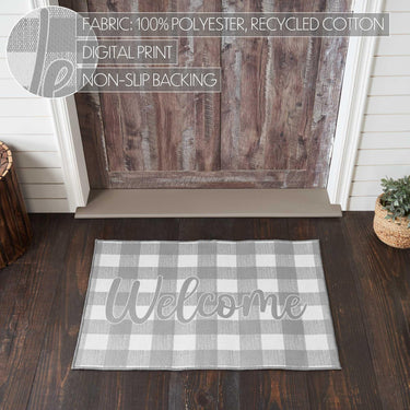 Annie Buffalo Check Grey Welcome Polyester Rug Rect 24x36 - The Fox Decor